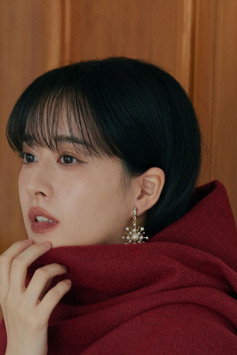 COR-DATE / 珍珠雪花耳环 - 耳环/耳夹 - 其他材质 金色