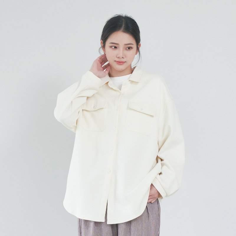 【Simply Yours】针织衬衫 白F - 女装上衣 - 棉．麻 白色