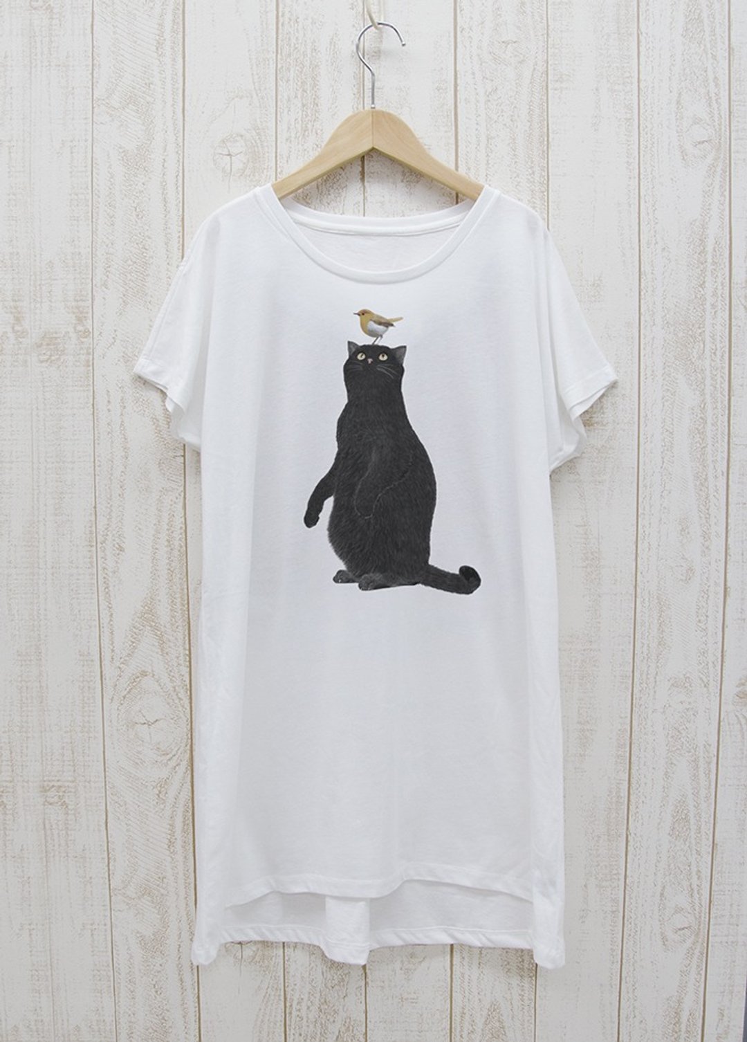 Nokke Kuroneko One Piece Tee Robin White / R018-O-WH - 洋装/连衣裙 - 棉．麻 白色