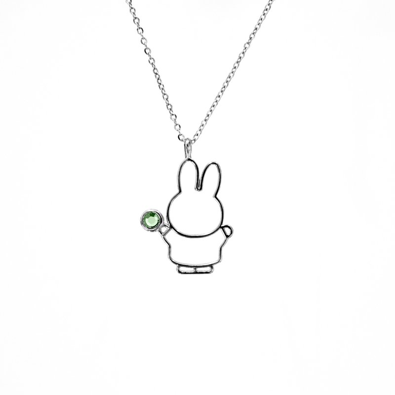 【Pinkoi x miffy】Miffy 橄榄石水晶项链 | 八月诞生石 - 项链 - 水晶 绿色