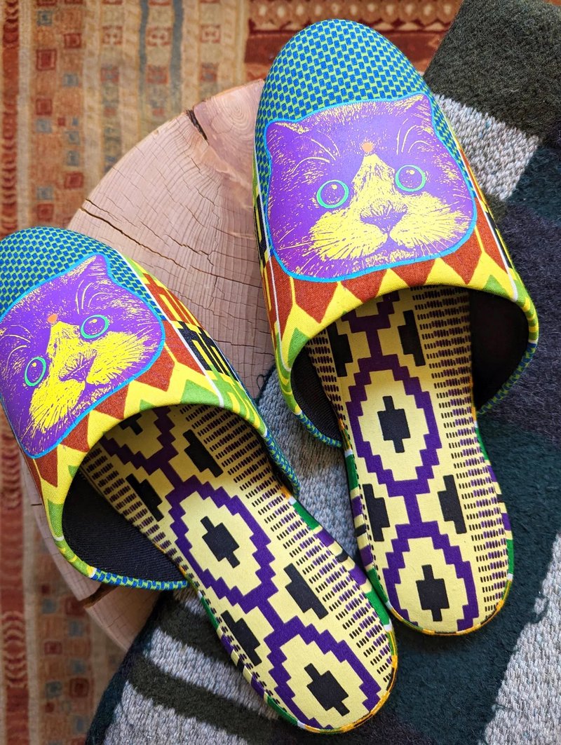 [BATIK × FujiTama-Chang Cat] Slippers MD-040 / XL (28-29.5cm) - 室内拖鞋 - 棉．麻 多色