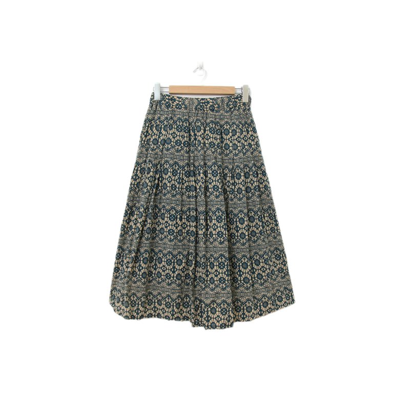 Back to Green-复古长裙 绿 图腾满版 M-17//vintage skirt - 裙子 - 棉．麻 