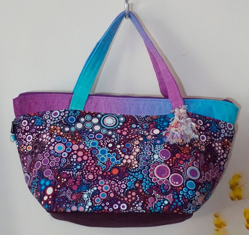 圆点印花棉布托特包手拿包手提包 - 手提包/手提袋 - 棉．麻 多色