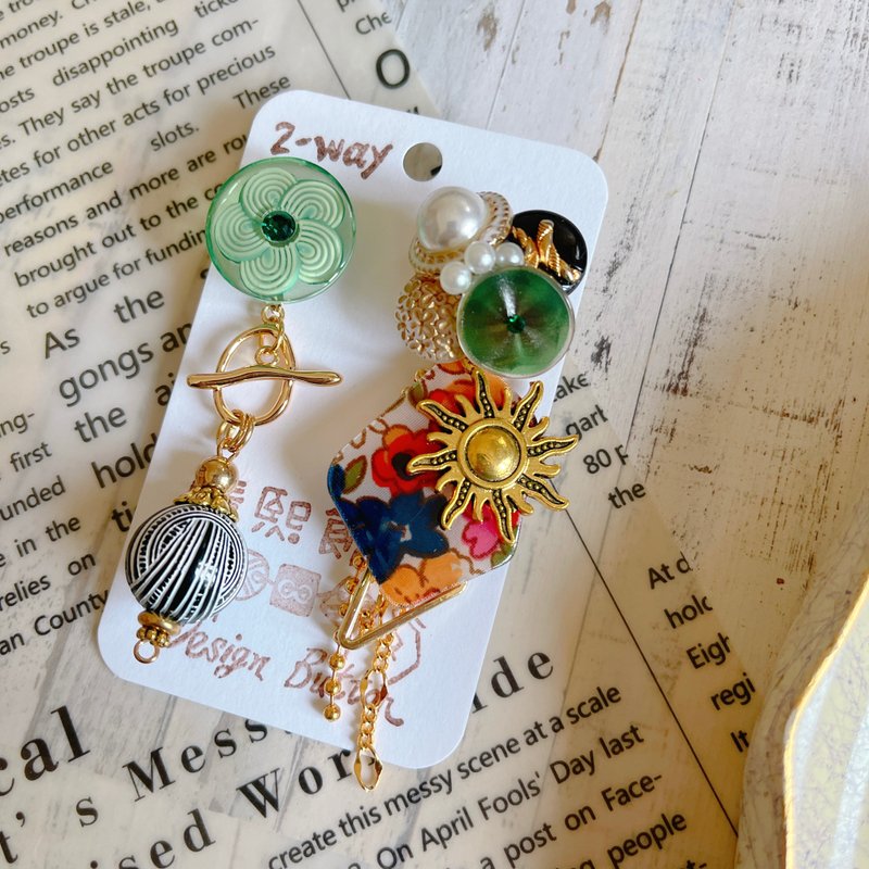 wow Handmade-绿野星语 2way钮扣耳环 - 耳环/耳夹 - 其他材质 