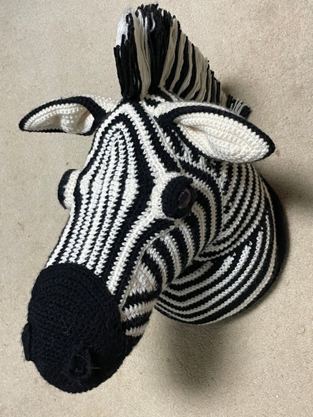 Crochet Animal Zebra Trophy head interior decoration - 墙贴/壁贴 - 棉 