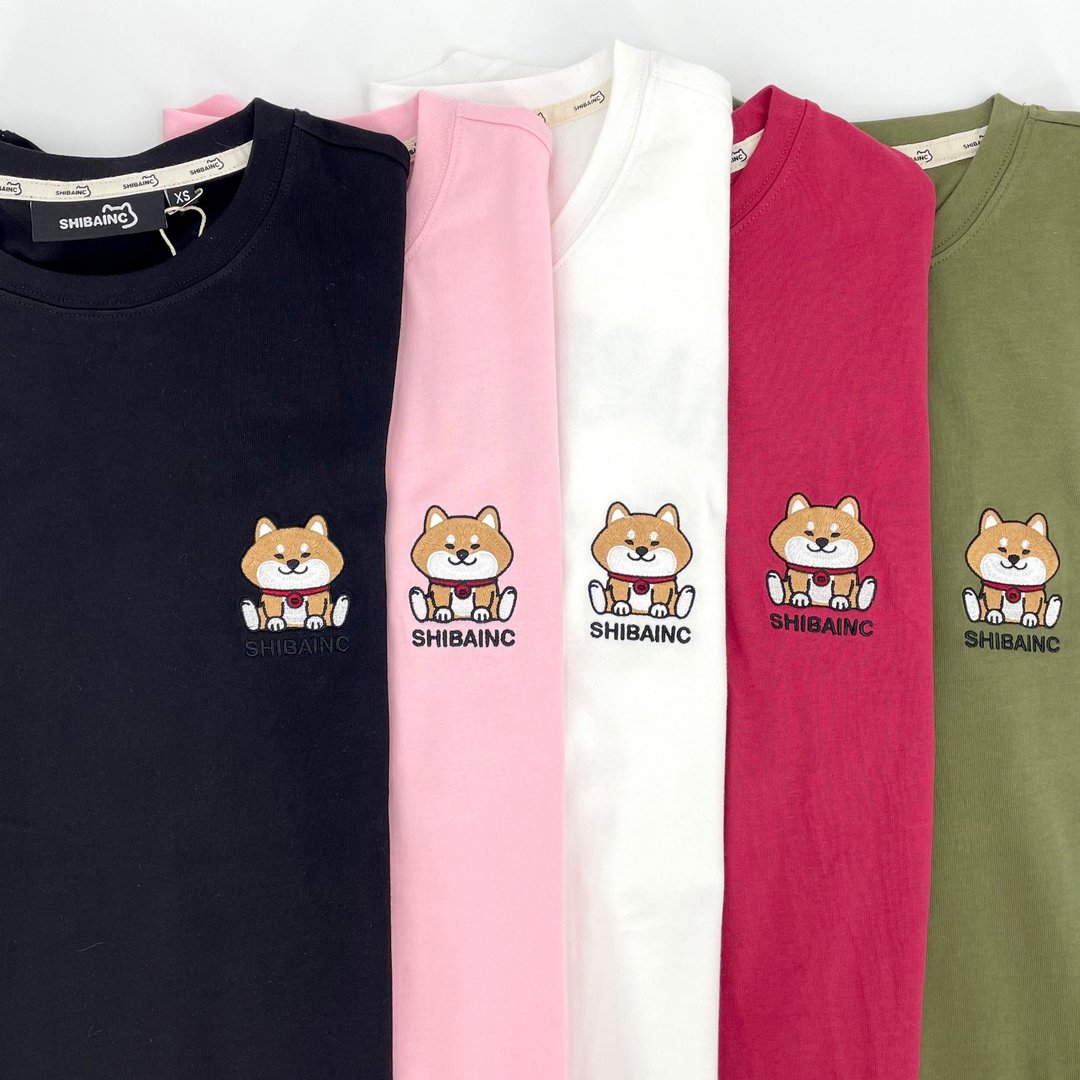 SHIBAINC 柴犬工房 SHIBE刺绣T恤 - 中性连帽卫衣/T 恤 - 棉 红色