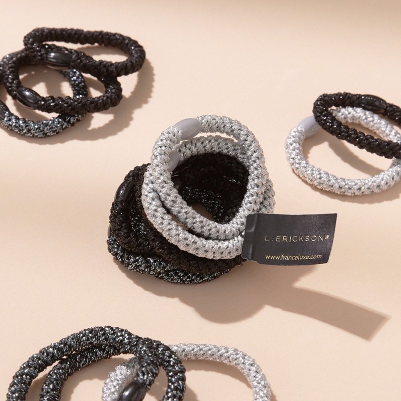 【L. ERICKSON 官方旗舰】 粗版 弹力发圈 8入 || 灰银璀璨 || - 发饰 - 其他材质 灰色