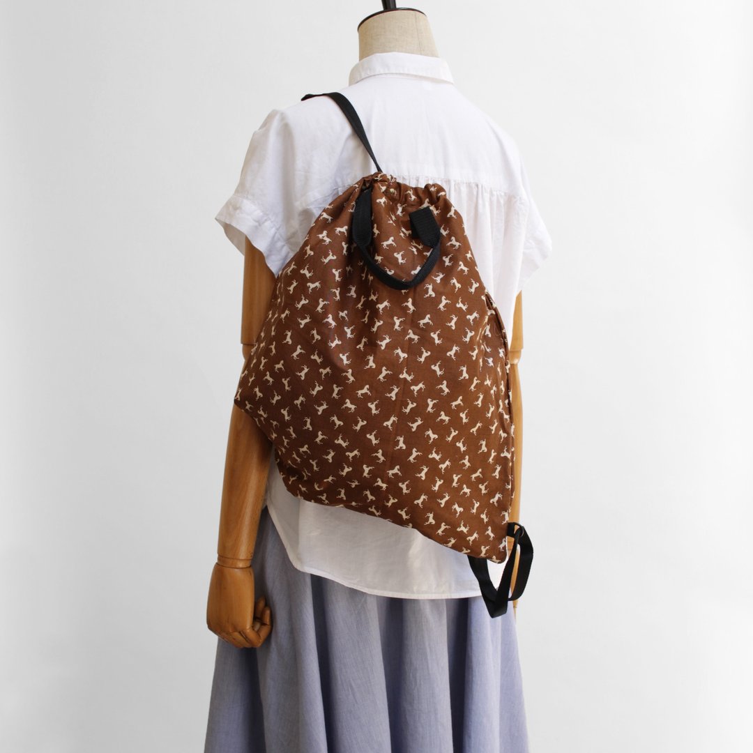 Eco bag backpack - 后背包/双肩包 - 棉 咖啡色