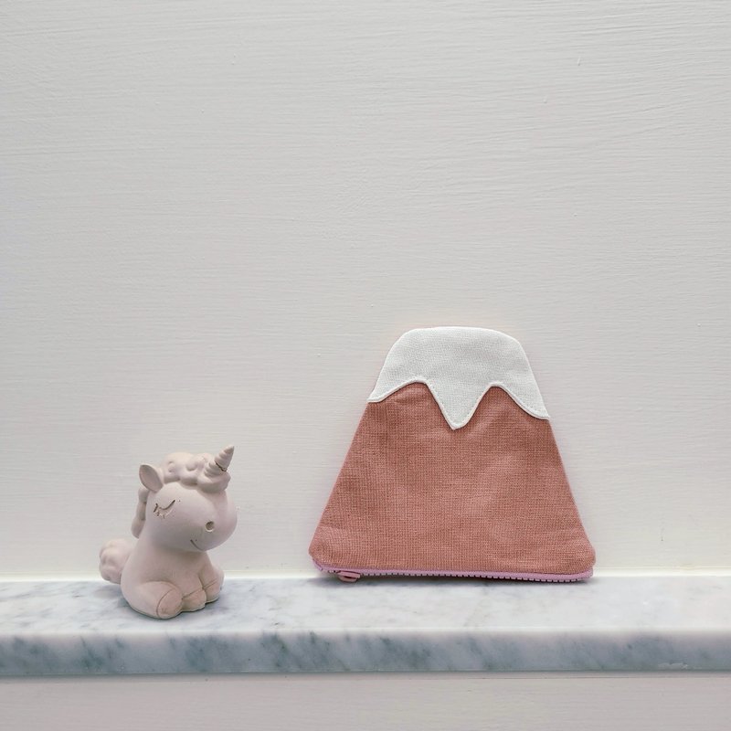 粉红富士山零钱包 - 零钱包 - 棉．麻 粉红色