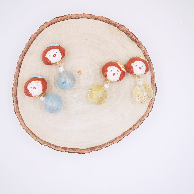 清凉夏日 简洁款 少女 耳环耳夹 - 耳环/耳夹 - 粘土 黄色