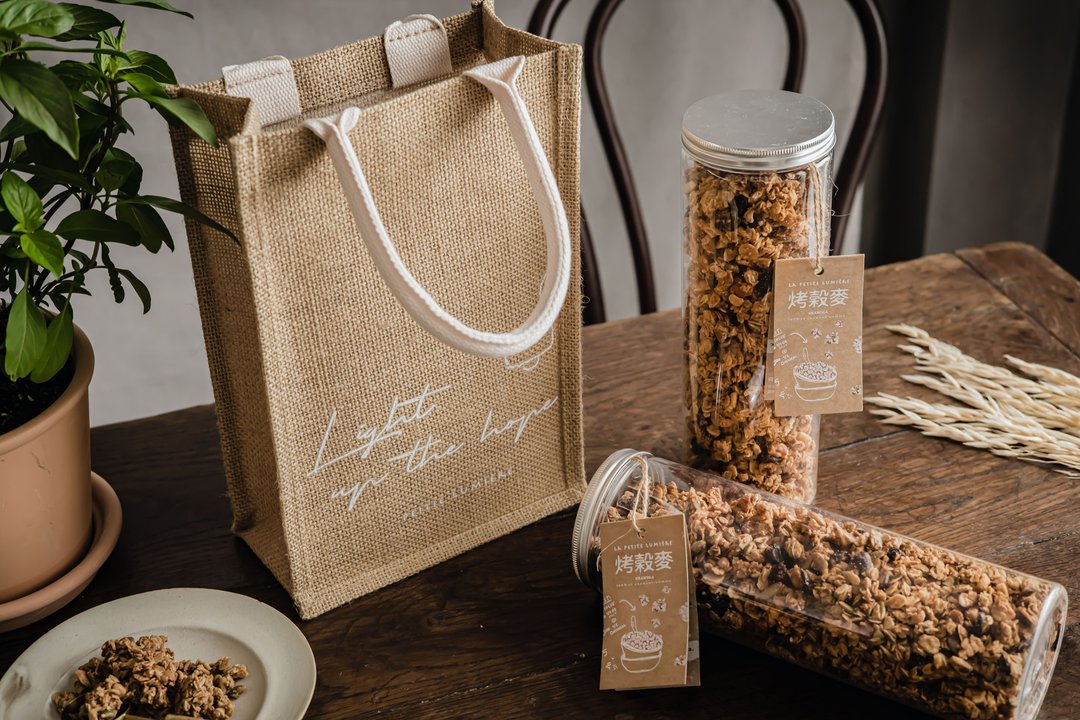 烤谷麦GRANOLA 麻布环保手提袋 手提袋 小曦仓屋 - 随行杯提袋/水壶袋 - 棉 卡其色