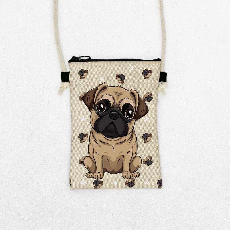 巴哥犬 宠物图样轻旅随身包 手机包 护照包 散步包 - 外出包 - 聚酯纤维 多色