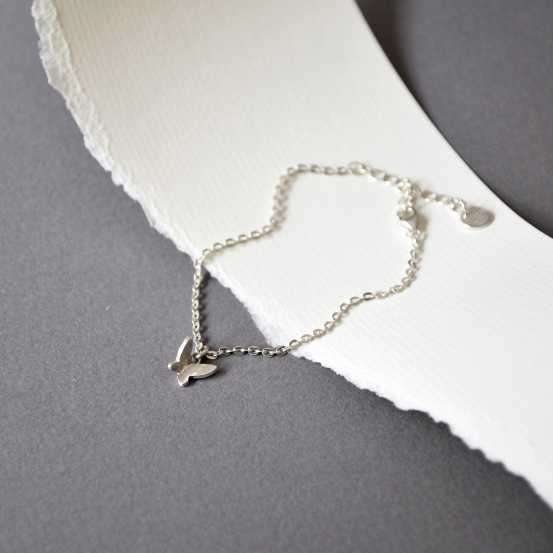 简约蝴蝶造型925银手链 // Tiny Sterling Silver Bracelet - 手链/手环 - 银 银色