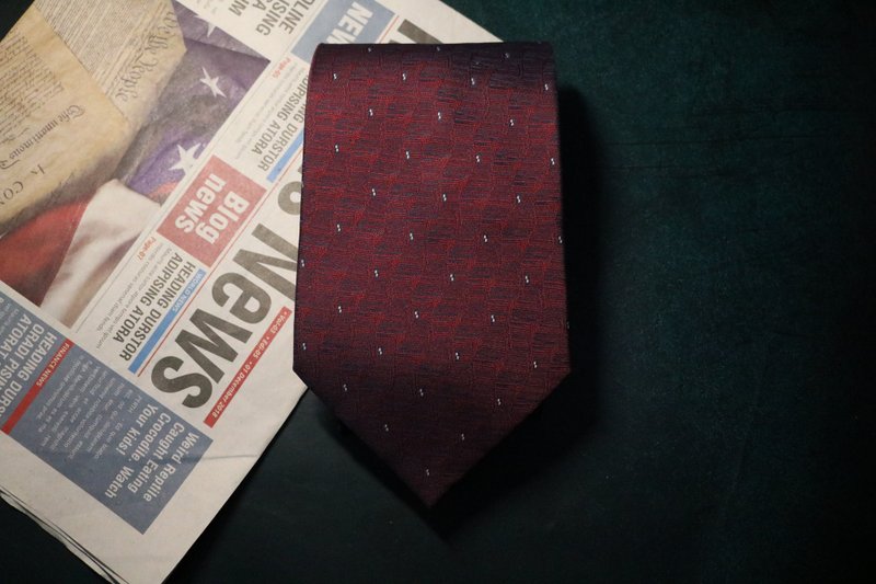 红色小花真丝领带婚礼宴会礼服necktie - 领带/领带夹 - 丝．绢 红色