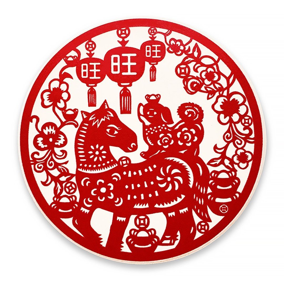 【立马旺】陶瓷吸水杯垫 (狗) - 杯垫 - 瓷 红色