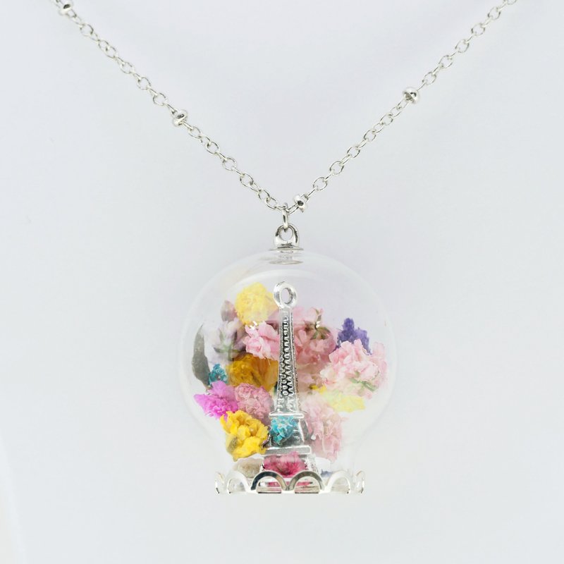 爱家作- OMYWAY梦幻巴黎铁塔透明玻璃球复古青古铜色颈链 - 颈链 - 玻璃 