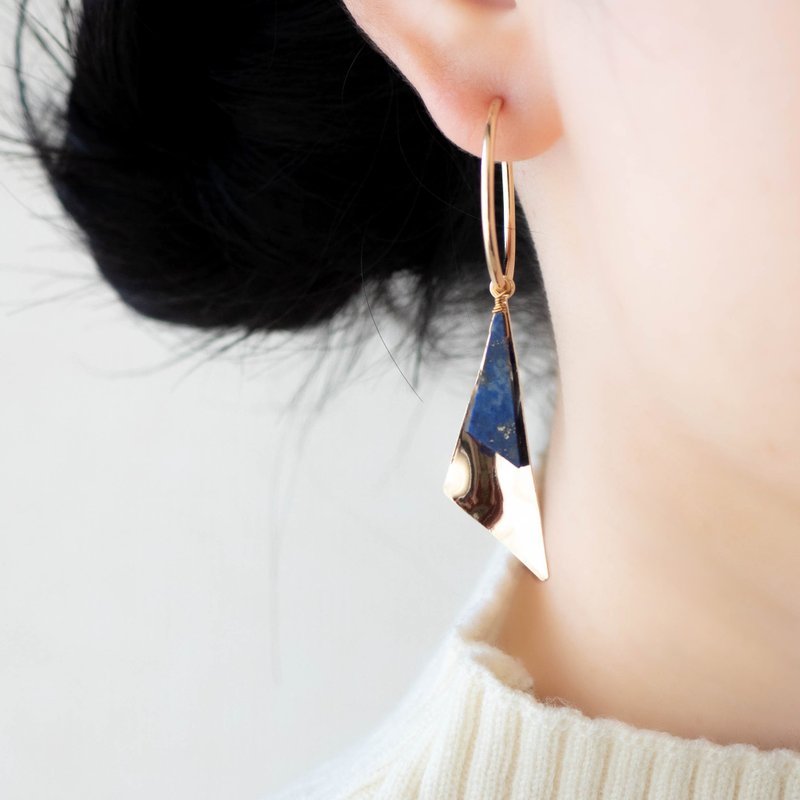 Galactic Triangle 4way Hoop Clip-On - 耳环/耳夹 - 其他材质 蓝色