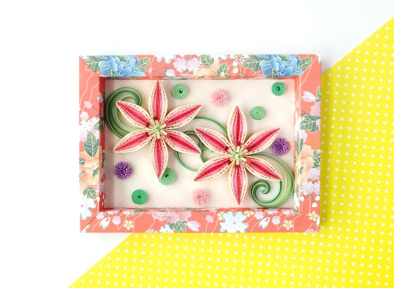 手作卷纸装饰相框-花开富贵 百合摆饰 浪漫粉红系 - 摆饰 - 纸 红色