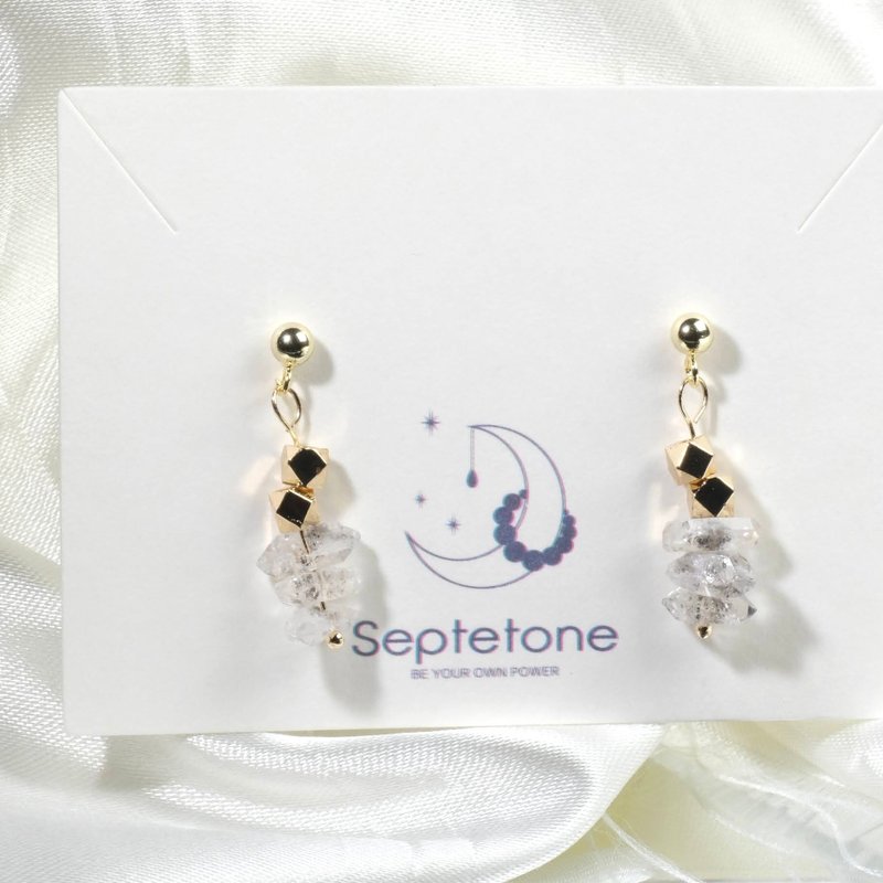 【双映月】闪灵钻双尖水晶耳环 心灵净化 灵性能量 开运 定制饰品 - 耳环/耳夹 - 水晶 白色