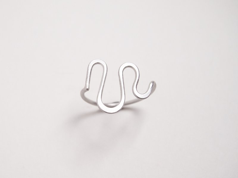 【Line系列】#a318 曲线戒指(9号)/ 925银/ 手工礼物/ 定制化 - 戒指 - 银 银色