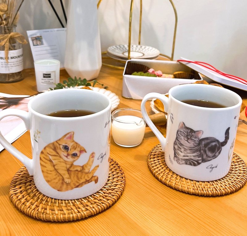 合作插画艺术家-英格蓝猫 下午茶骨瓷杯系列-甜蜜猫猫杯 - 咖啡杯/马克杯 - 瓷 