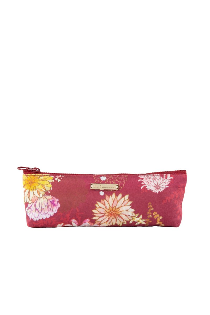 【城市印花-日本京都】礼物小笔袋 餐具袋 绯红色 - 化妆包/杂物包 - 棉．麻 红色