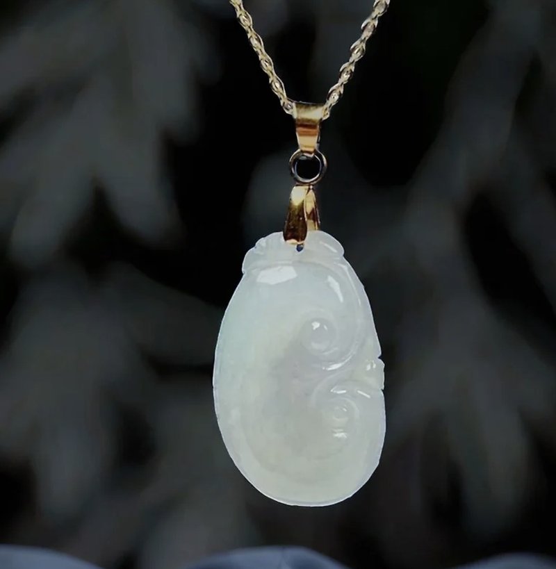 【愿·事事如意】冰种翡翠如意项链925纯银|天然缅甸A货翡翠|送礼 - 项链 - 玉石 白色