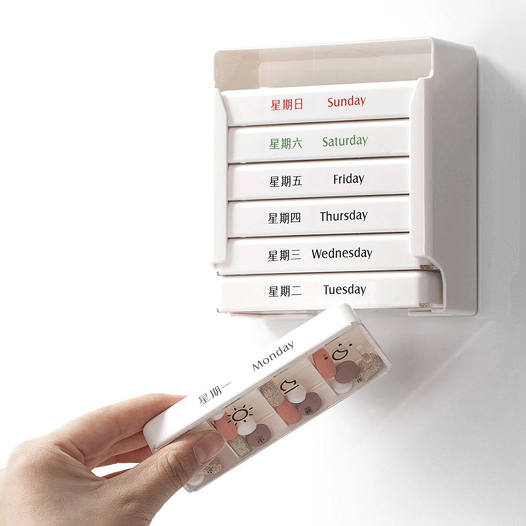 日本霜山 磁吸式7日药丸分装抽取收纳盒 - 收纳用品 - 塑料 白色