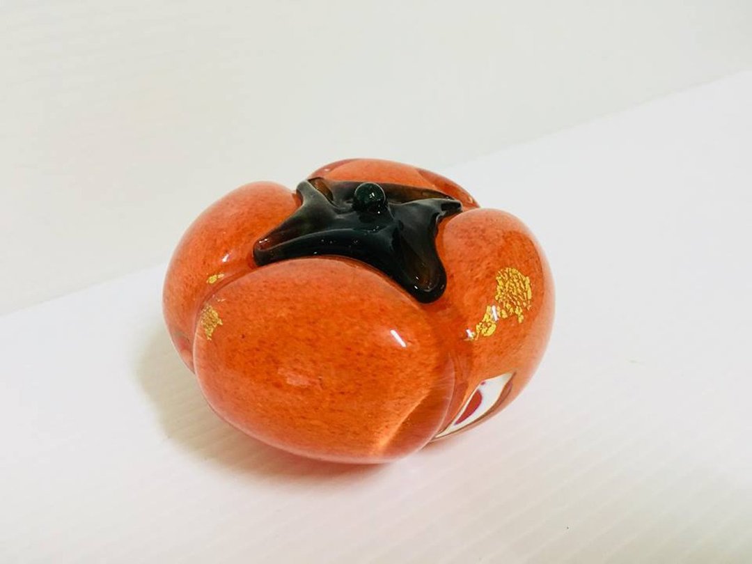 水晶玻璃琉璃金箔柿子水果纸镇 - 摆饰 - 玻璃 橘色
