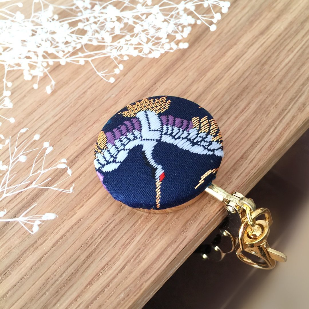 Bag hanger with Japanese Traditional Pattern, Kimono - brocade - crane - 吊饰 - 绣线 蓝色