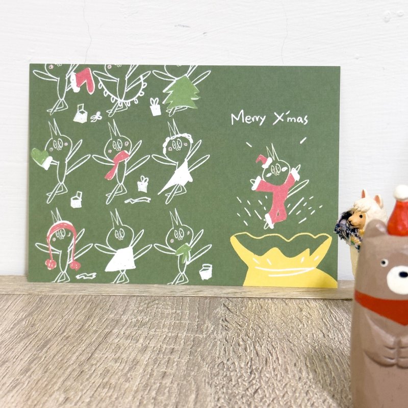 森森森诞快乐 / 圣诞卡 Carrie Xmas Card - 卡片/明信片 - 纸 绿色
