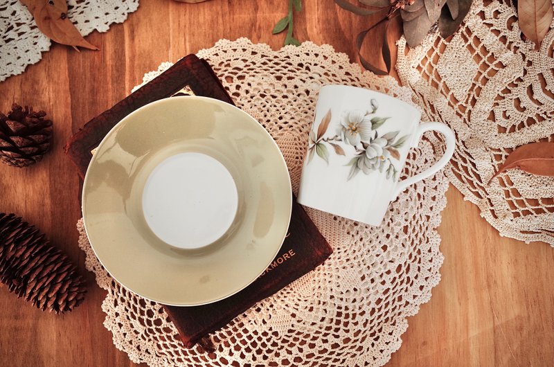 老英国制Royal Adderley古董骨瓷咖啡/花茶杯盘组 - 咖啡杯/马克杯 - 瓷 