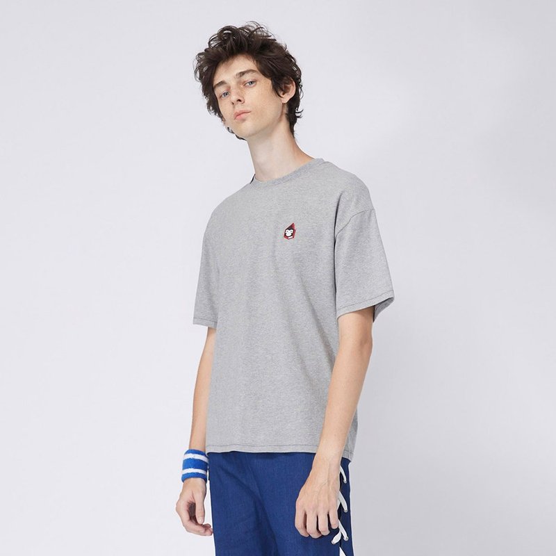 【中性款】拼接圆领上衣 / 麻灰色 - 男装上衣/T 恤 - 其他材质 灰色