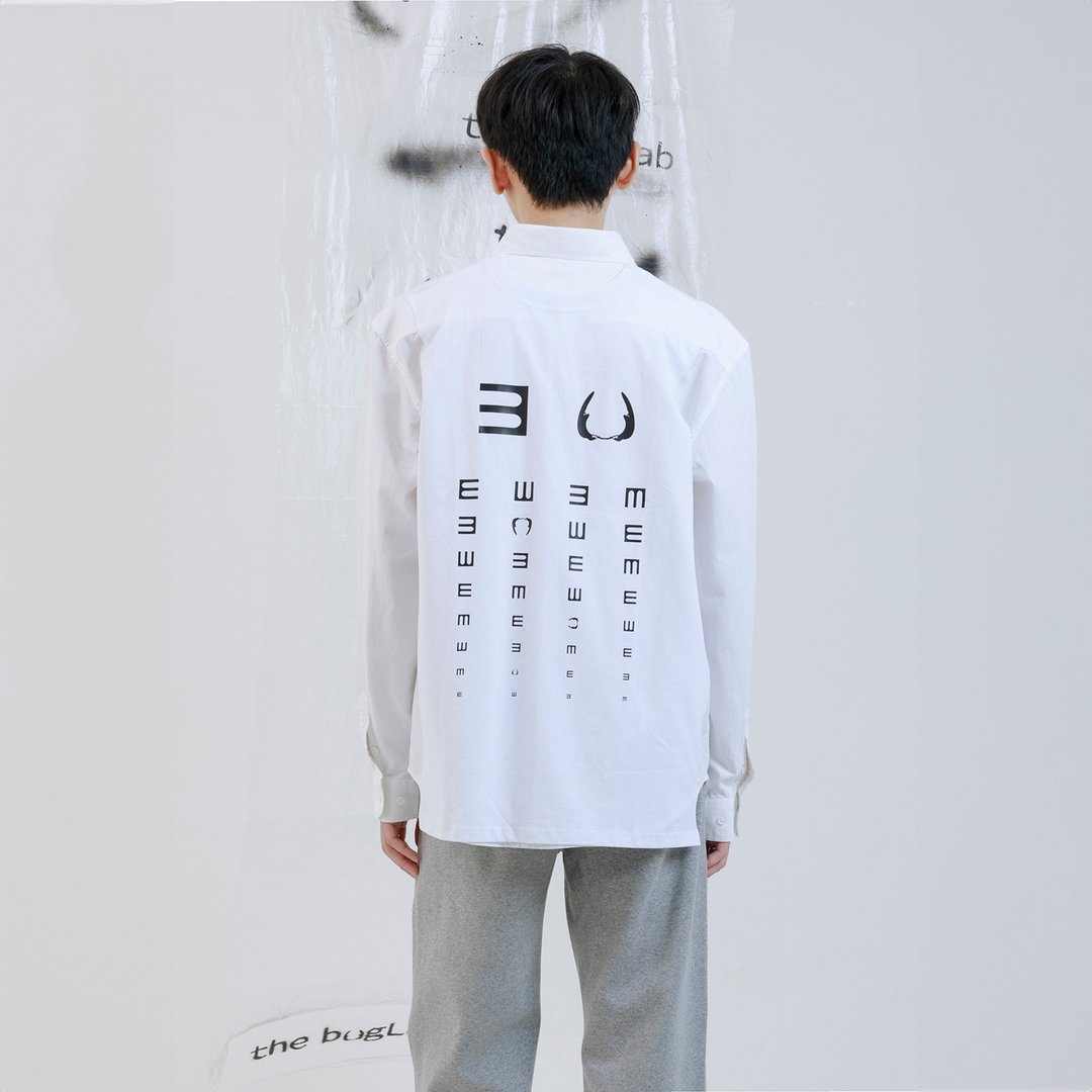 Bug-sight Test拼接衬衫 - 男装衬衫 - 棉 白色