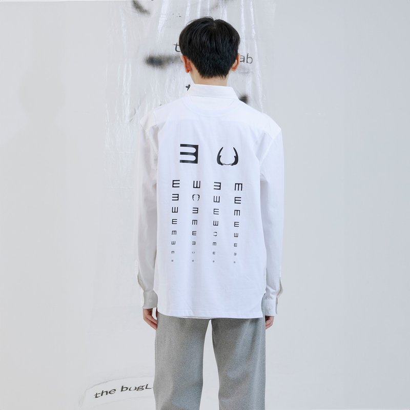 Bug-sight Test拼接衬衫 - 男装衬衫 - 棉．麻 白色