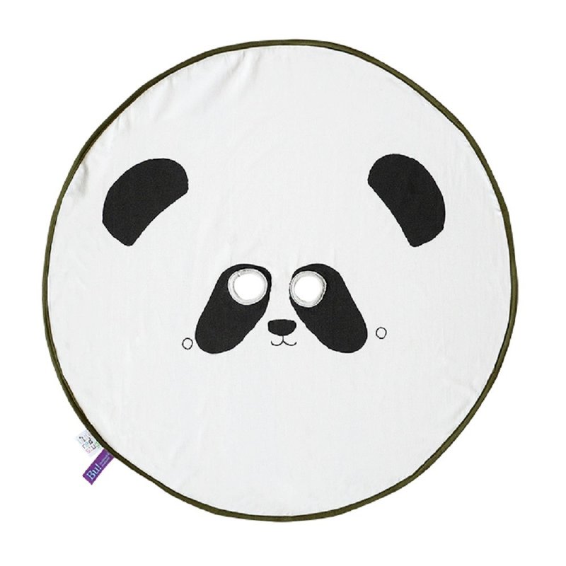 BU! BLANKIE躲猫猫有机棉毯 – 胖达 (绿边) Panda Green - 婴儿床上用品 - 棉．麻 白色