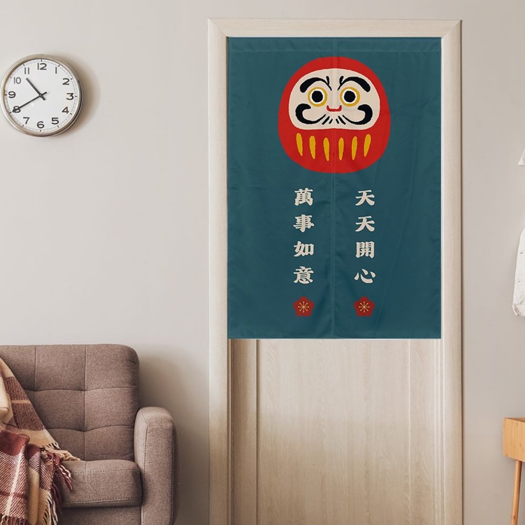 日系达摩文创门帘-弹性布 - 门帘/门牌 - 棉．麻 绿色