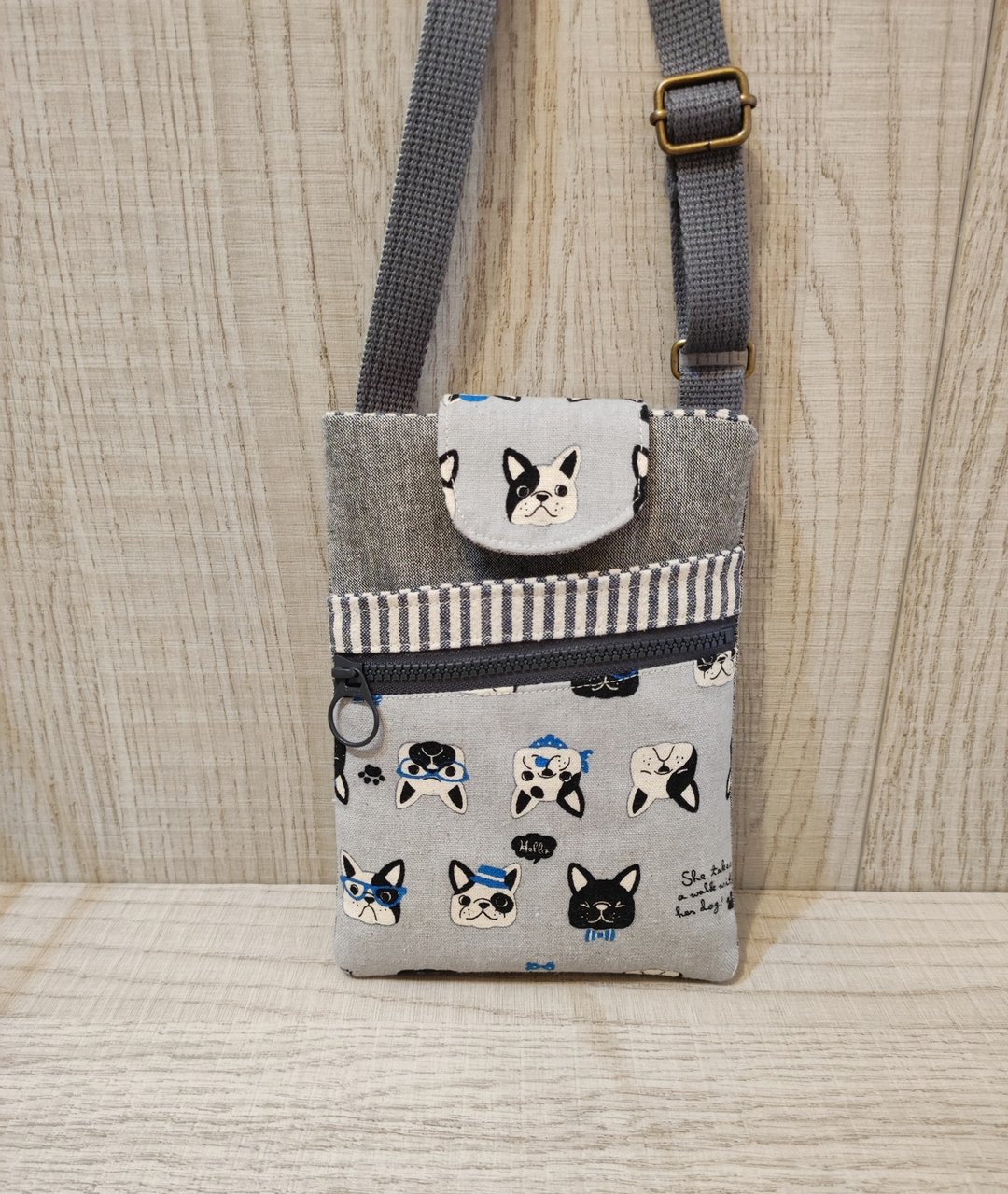 多用途手机袋--法国斗牛犬图案布 - 侧背包/斜挎包 - 棉 