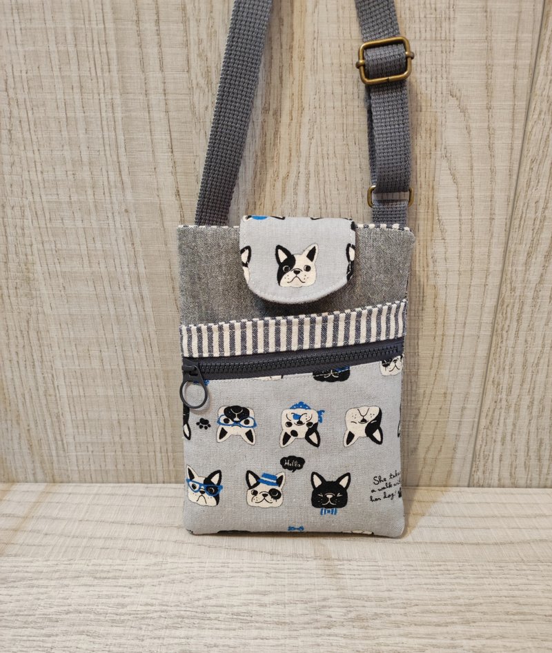 多用途手机袋--法国斗牛犬图案布 - 侧背包/斜挎包 - 棉．麻 