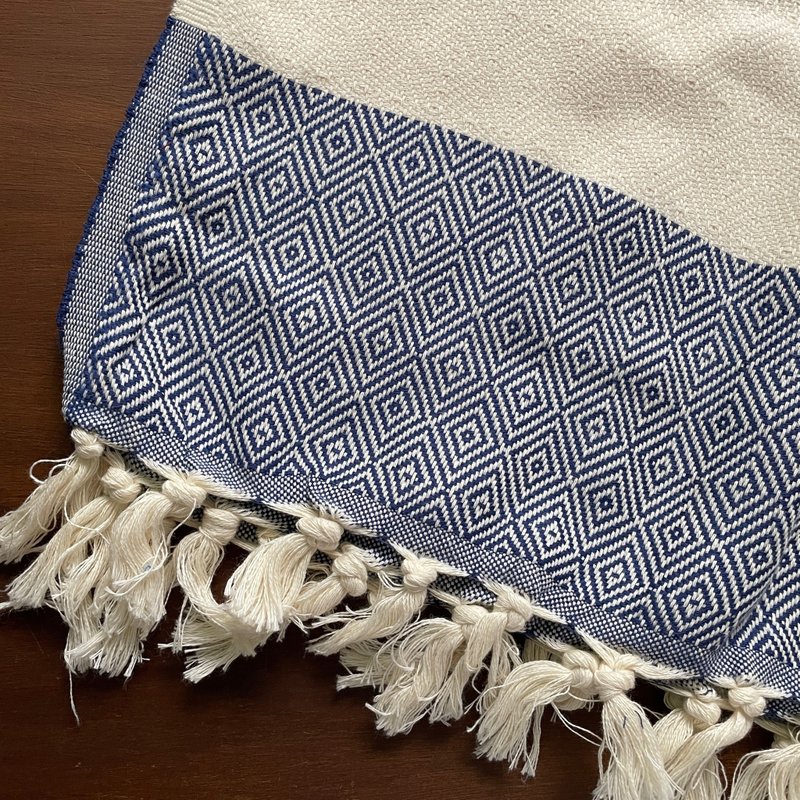 布尔丹手工织巾 - 日子-深蓝 - 土耳其 - 丝巾 - 棉．麻 蓝色