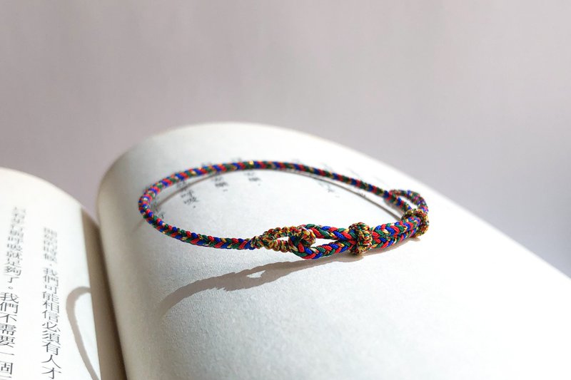 幸运绳 蓝红绿 编织手带 2MM 男女合用 可调效 - 手链/手环 - 聚酯纤维 多色