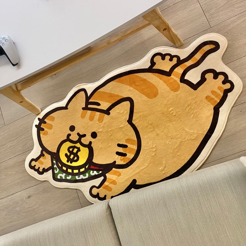 耍废猫的日常-小橘猫咬钱来地垫 - 地垫/地毯 - 其他人造纤维 