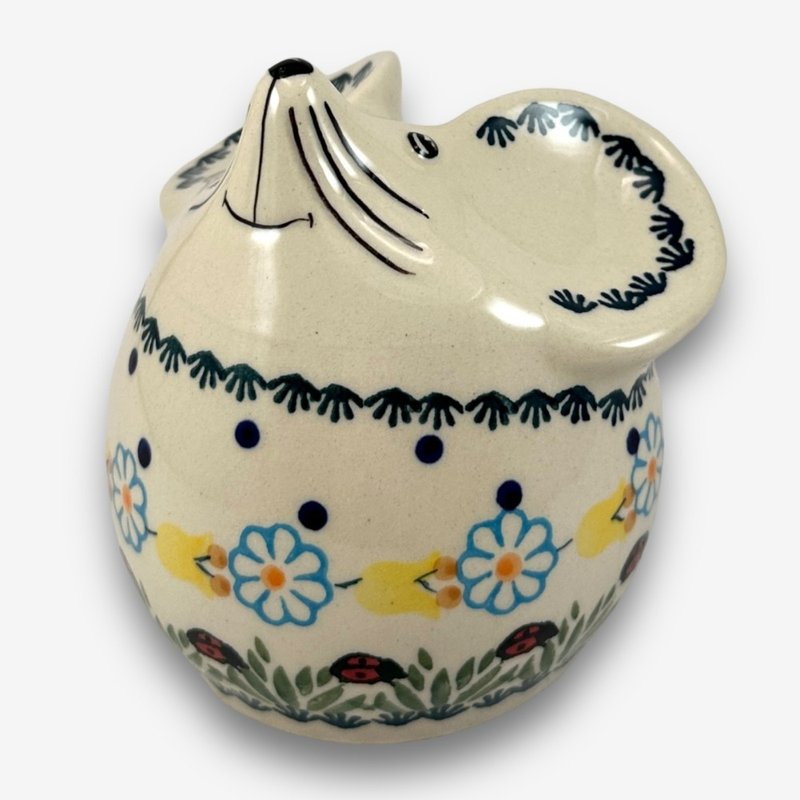 波兰手绘手工陶-老鼠存钱筒 11cm 魔幻森林系列 入门款 - 储蓄罐 - 陶 绿色