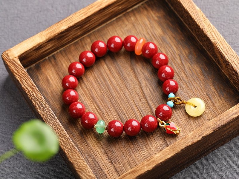 天然原矿朱砂精品紫金砂单圈手链  尺寸10mm左右 含量高达95%以上 - 手链/手环 - 宝石 