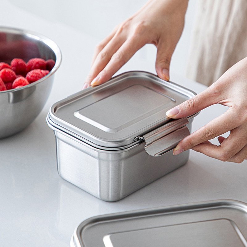 日本霜山 可冷冻冷藏304不锈钢保鲜盒/便当盒-1000ml-3入 - 便当盒/饭盒 - 不锈钢 银色