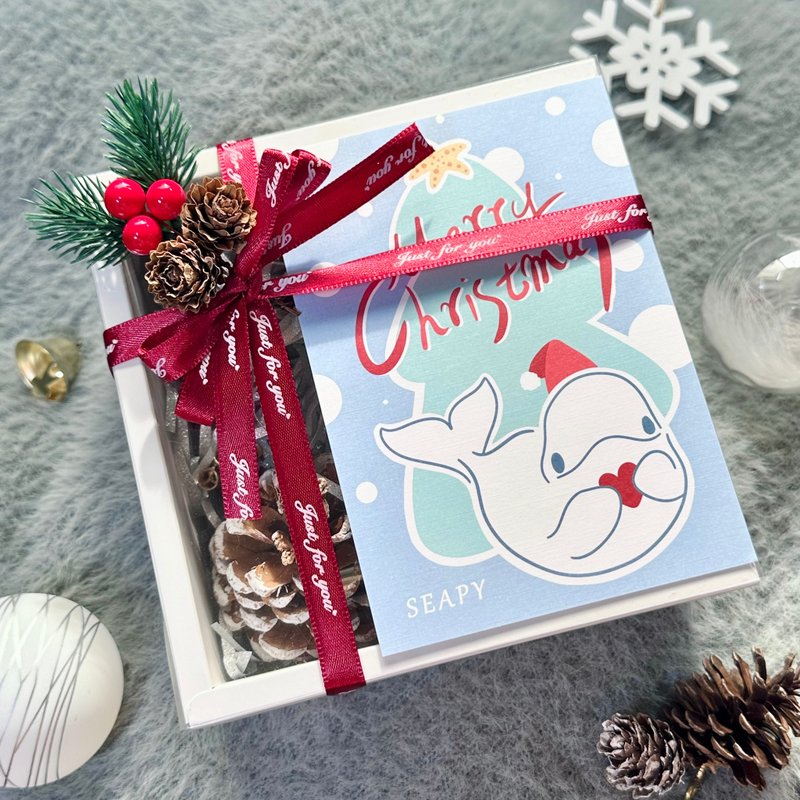 【圣诞礼盒】贝壳矿石珍珠项链 手作海洋饰品 海蓝宝 医疗钢 送礼 - 耳环/耳夹 - 棉．麻 白色