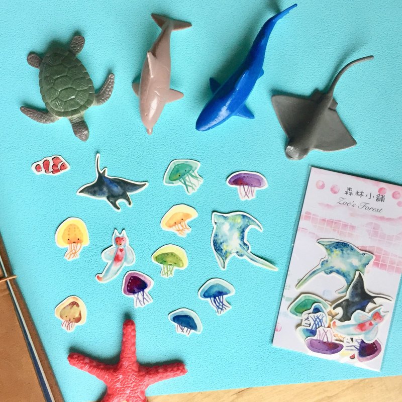 Zoe's forest 海洋贴纸-水母魟鱼 - 贴纸 - 纸 