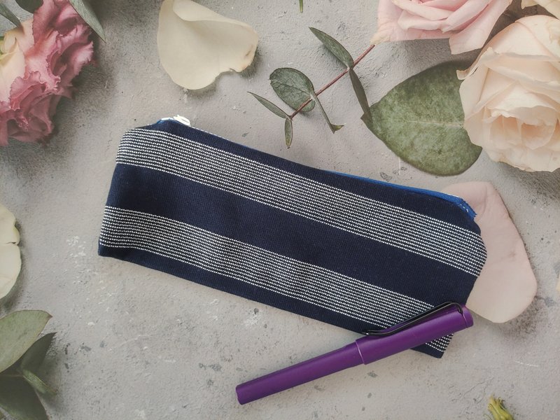 蓝染-先染布笔袋/化妆包-indigo系列 - 铅笔盒/笔袋 - 棉．麻 蓝色