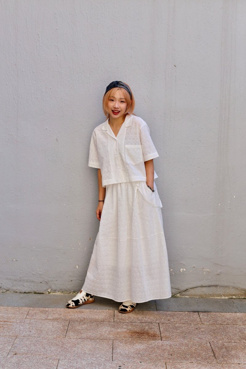 【Pinkoi x miffy】MIFFY 白色刺绣长裙 - 裙子 - 棉．麻 白色