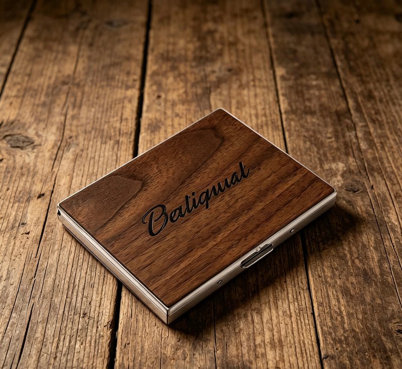 胡桃木香烟收纳盒便携式复古木盒礼品盒免费刻字 - 收纳用品 - 木头 咖啡色